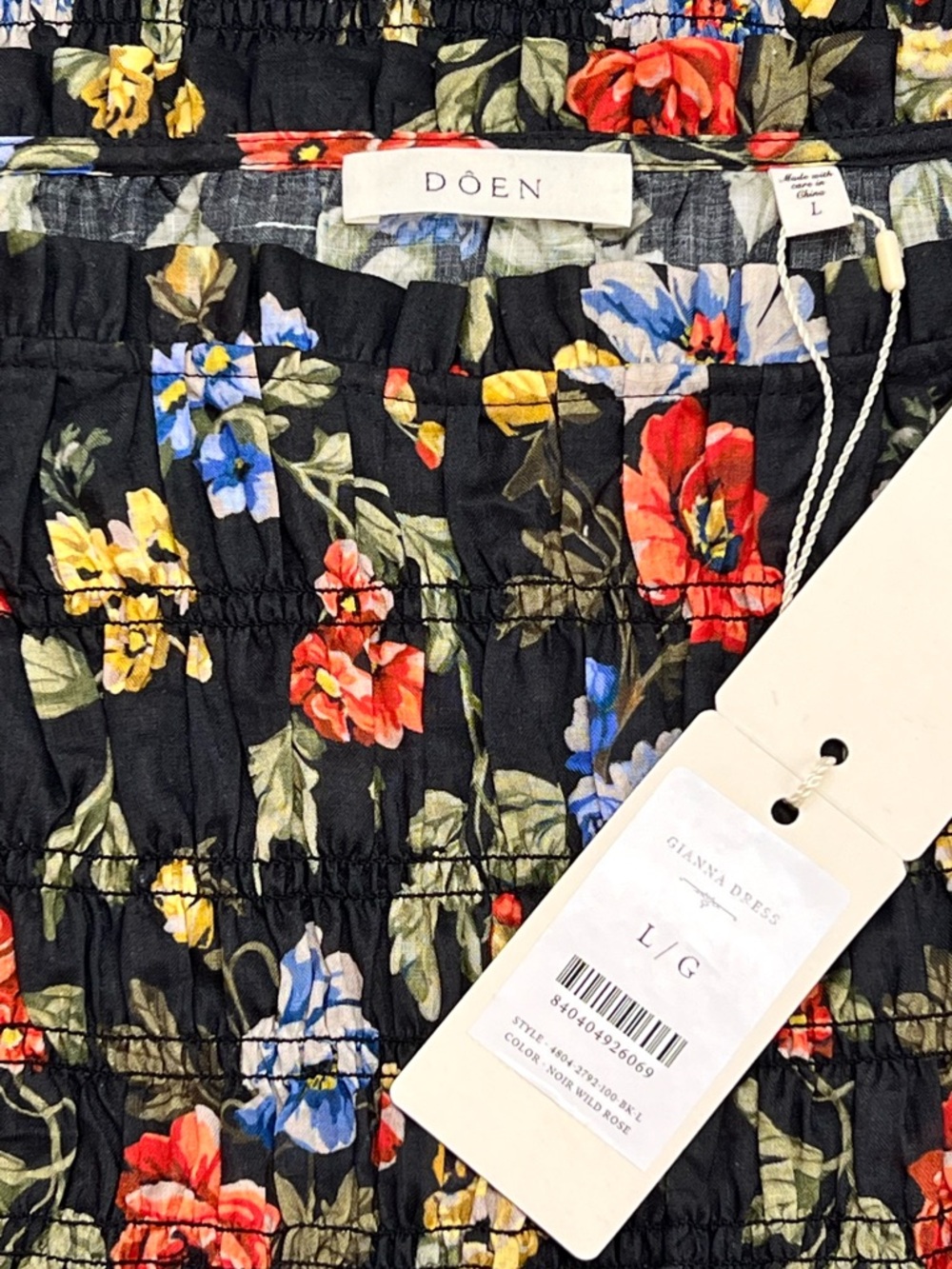 NWT Doen Gianna Floral Mini Dress Noir Wild Rose - Picture 15 of 15